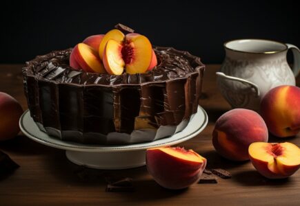 bowl cake chocolat peche