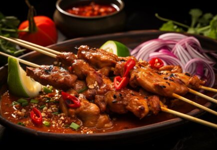 satay de poulet sauce epicee aux cacahuetes