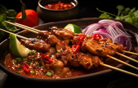 satay de poulet sauce epicee aux cacahuetes